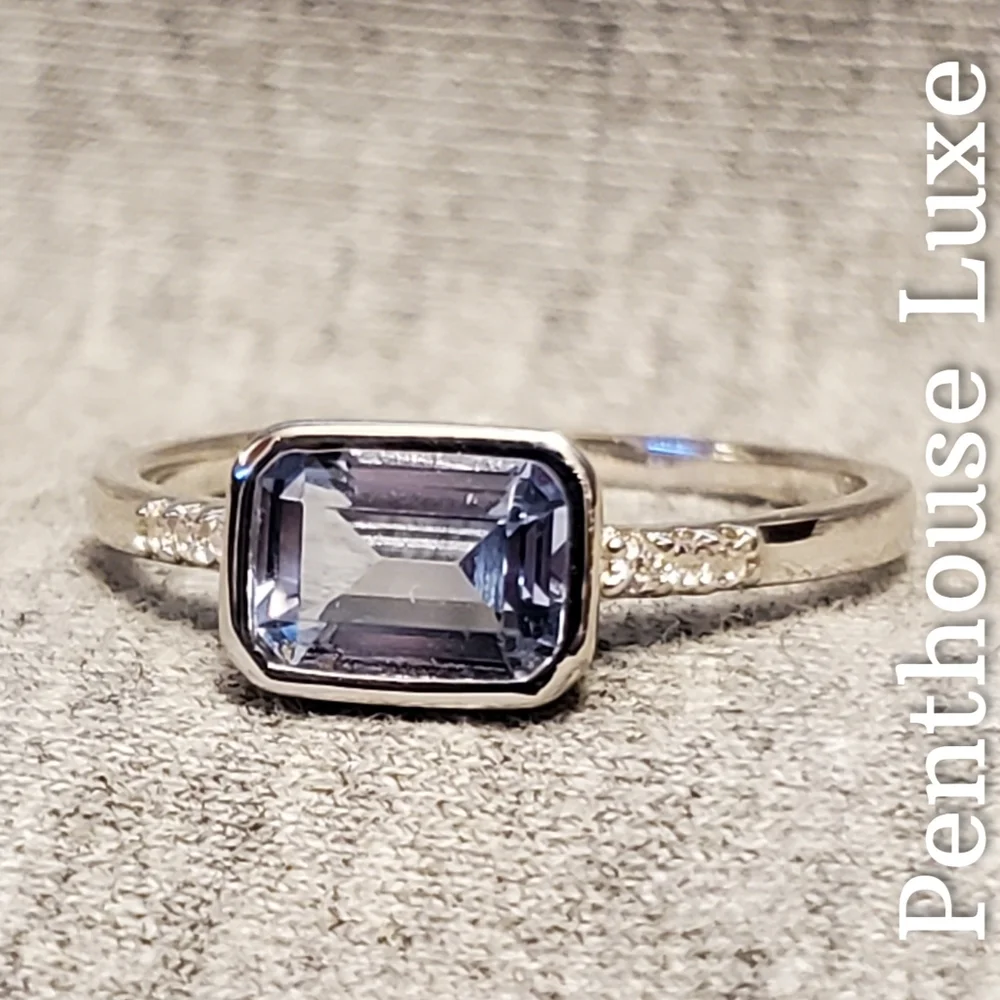 SOLID 925 Sterling Silver Blue Topaz Ring - Picture 2 of 5